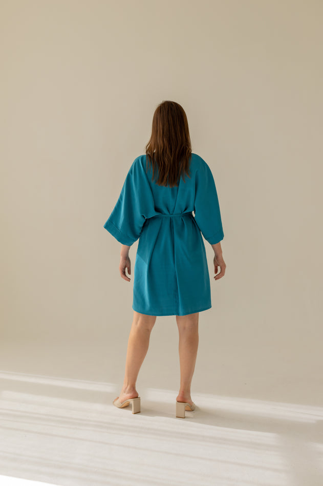 Thilde Kimono Dress Turquoise