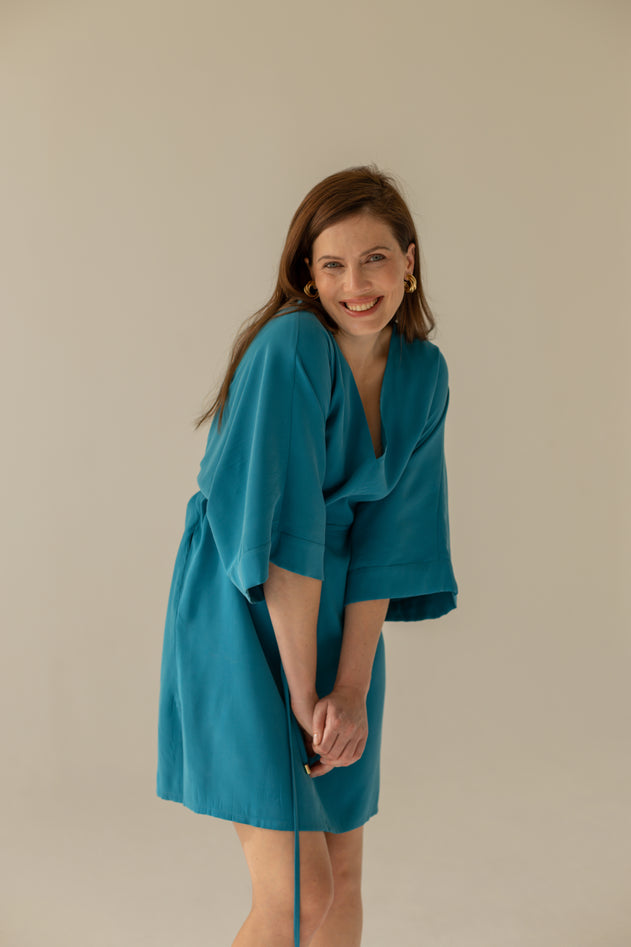 Thilde Kimono Jurk Turquoise