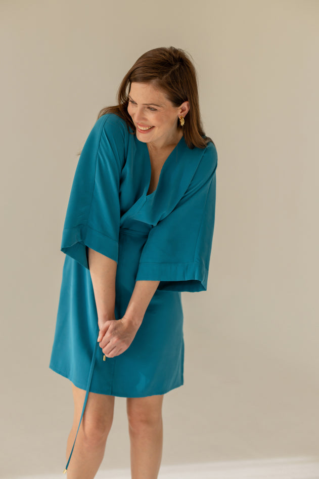 Thilde Kimono Jurk Turquoise