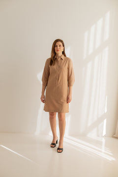 Zoe Shirt Dress Light Brown