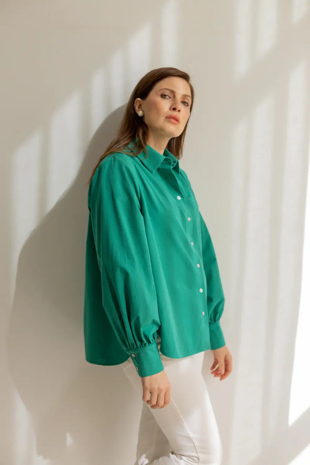 Noel Button-up Shirt Emerald Green