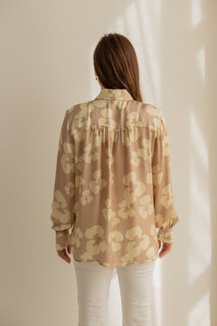 Noel Button-up Shirt Flowers Beige