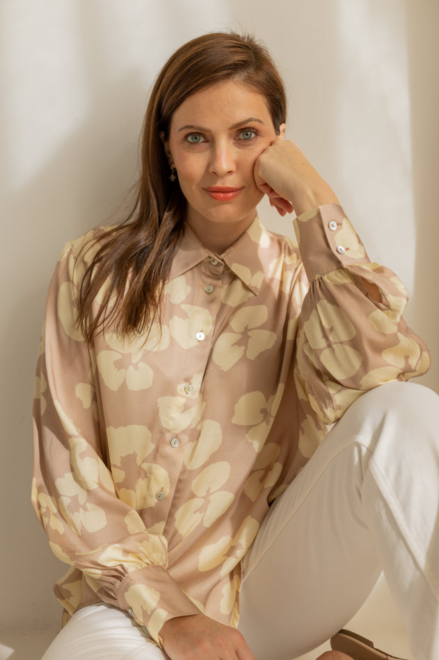 Noel Blouse Flowers Beige
