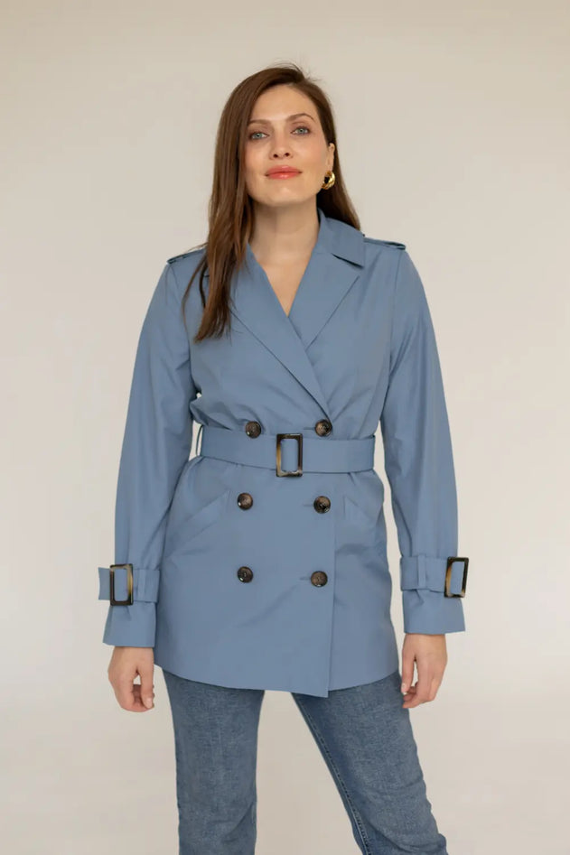Short Trench Coat Blue