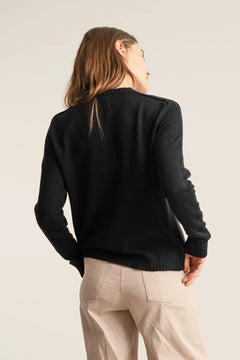 Komodo black V-neck sweater, back view