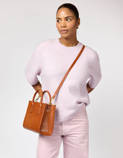 Jackie Midi Bag with Leather Strap Classic Leather Chocolate Brown