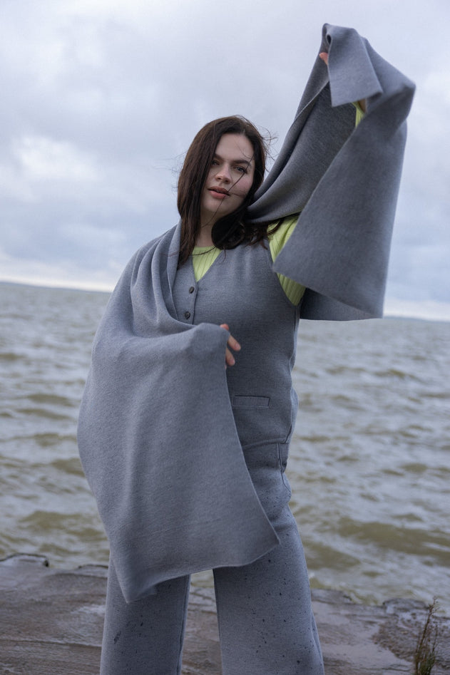 Galante Knitted Merino Waistcoat Light Grey