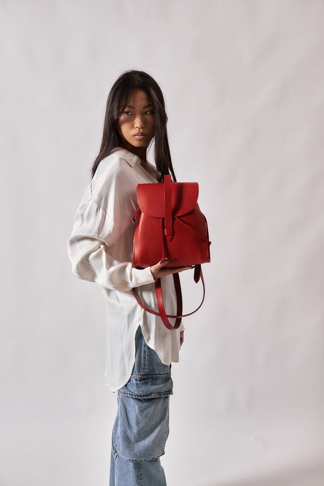 Mod 130 Cuoio Leren Rugzak Rood