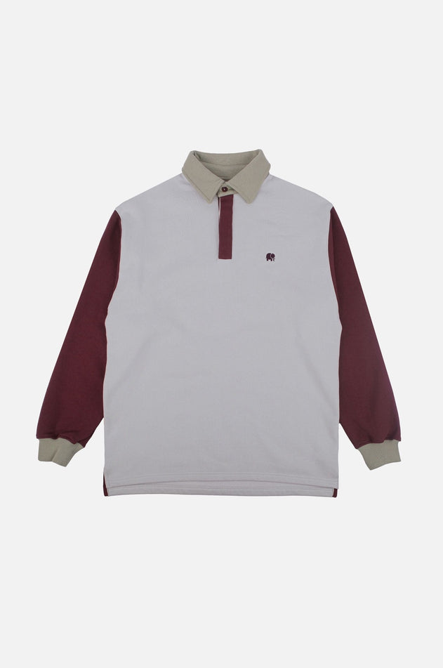 Color Block Oversized Polo Sweater Steel Haze