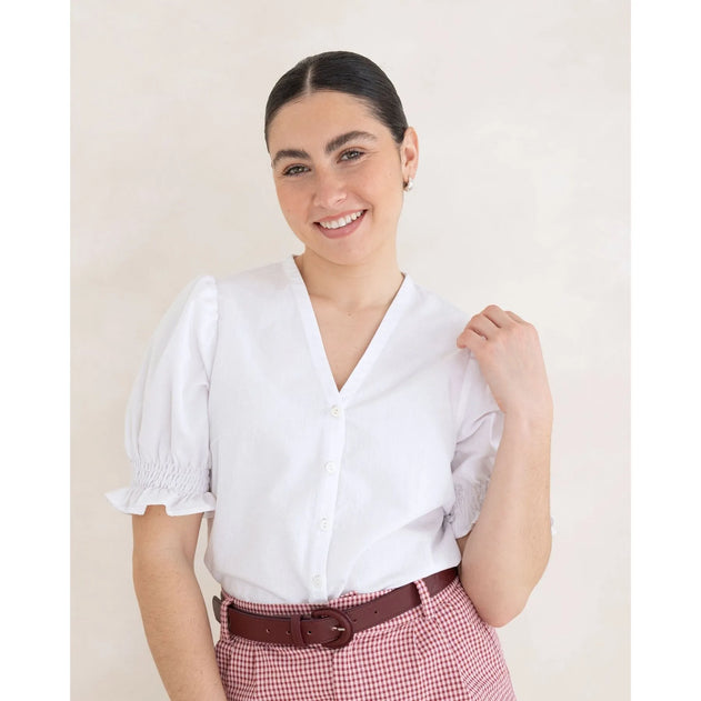 Vichy Short Sleeve Shirt White