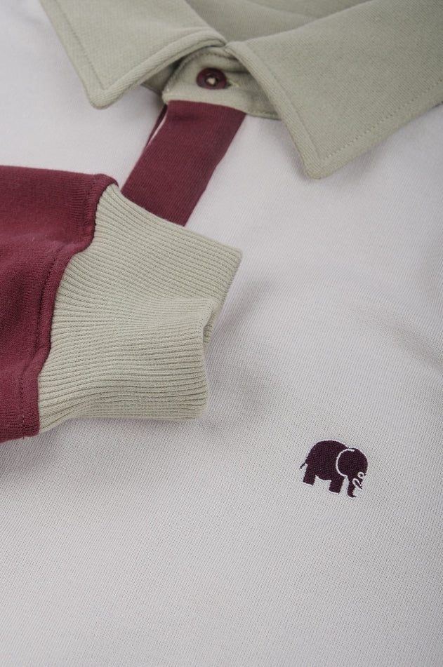 Color Block Oversized Polo Sweater Steel Haze