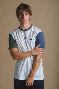 Organic Color Block T-Shirt Natural