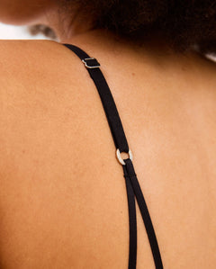 Mesh Cut-Out Triangle Bralette Black