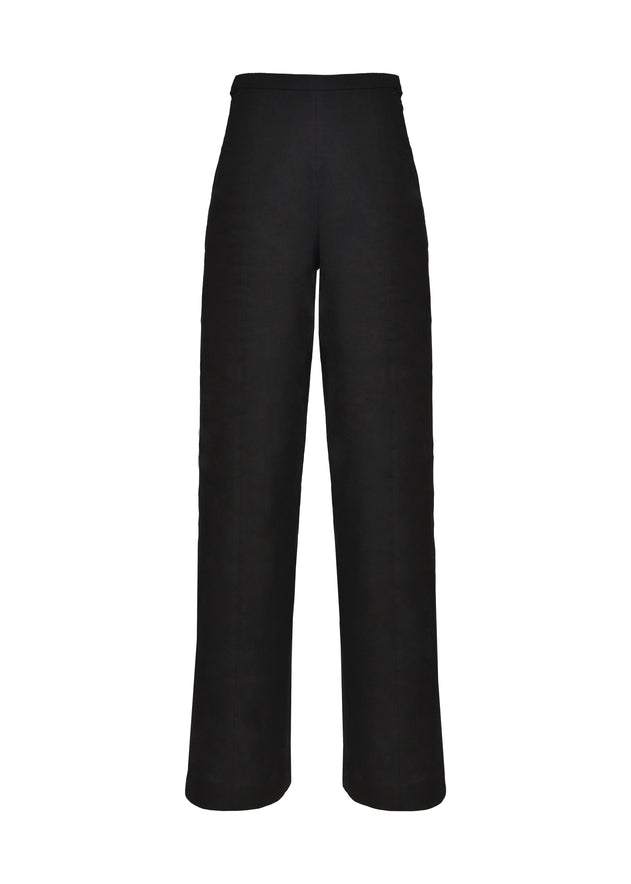 Elise Wide-Leg Linen Trousers Black