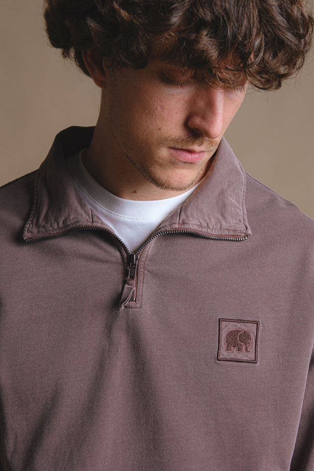 Sauce Pigment Quarter Zip Sweater Chestnut