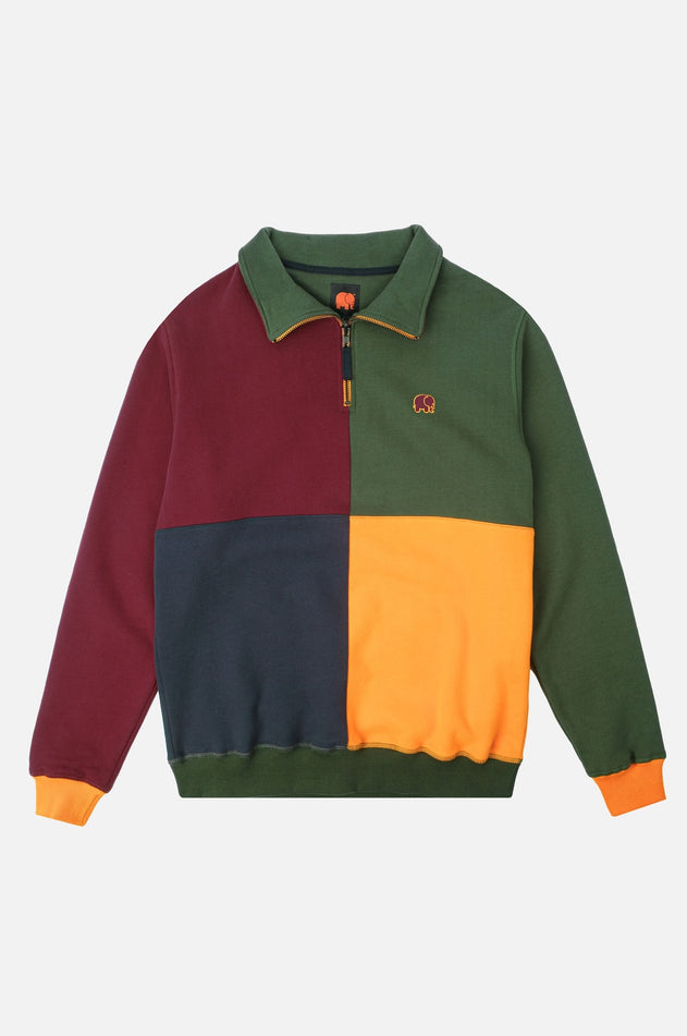 Heren Color Block Half Zip Sweater Harlequin