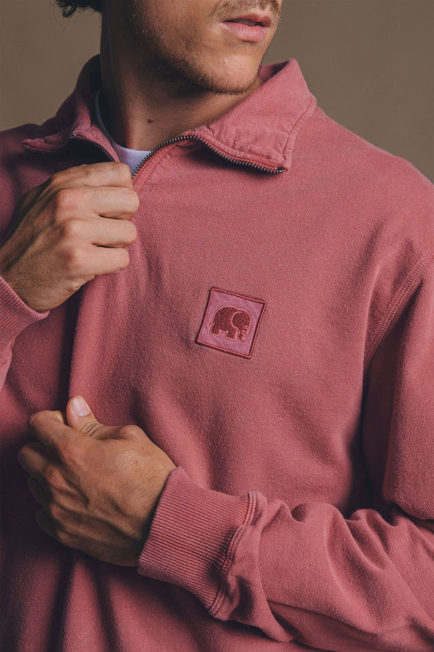 Heren Sauce Pigment Quarter Zip Sweater Burning Sky