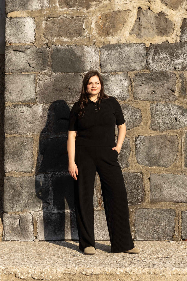 Vera Ribbed Pants Black