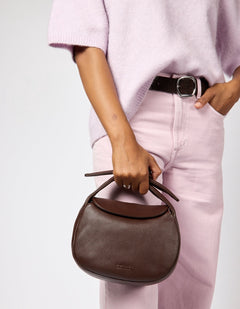 Coco Croissant Tas Chocoladebruin, Soft Grain leer