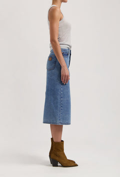 Gwen Denim Midi Skirt Stone Vintage
