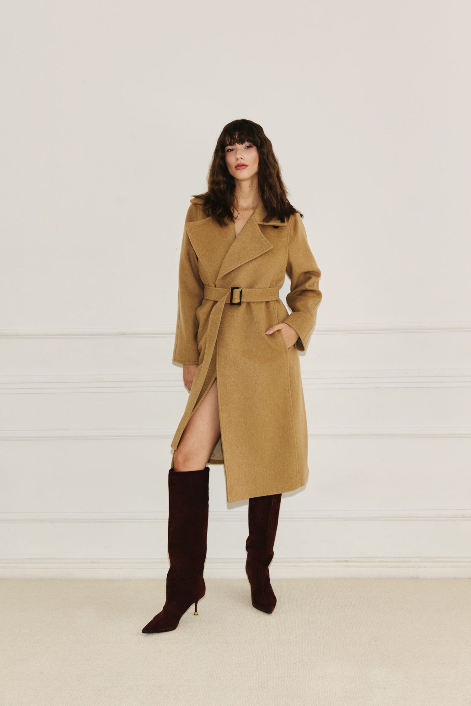 Classic cashmere coat camel