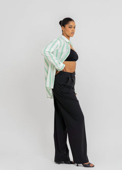 Miles Linen Blouse Groen & Wit