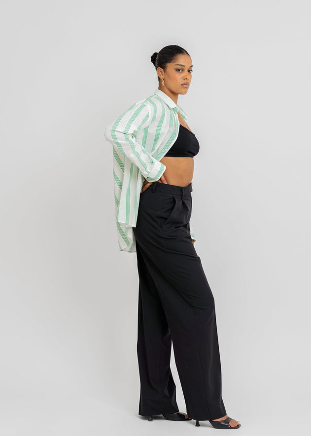 Miles Linen Blouse Groen & Wit
