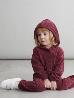 Kids' Velour Hooded Jumpsuit