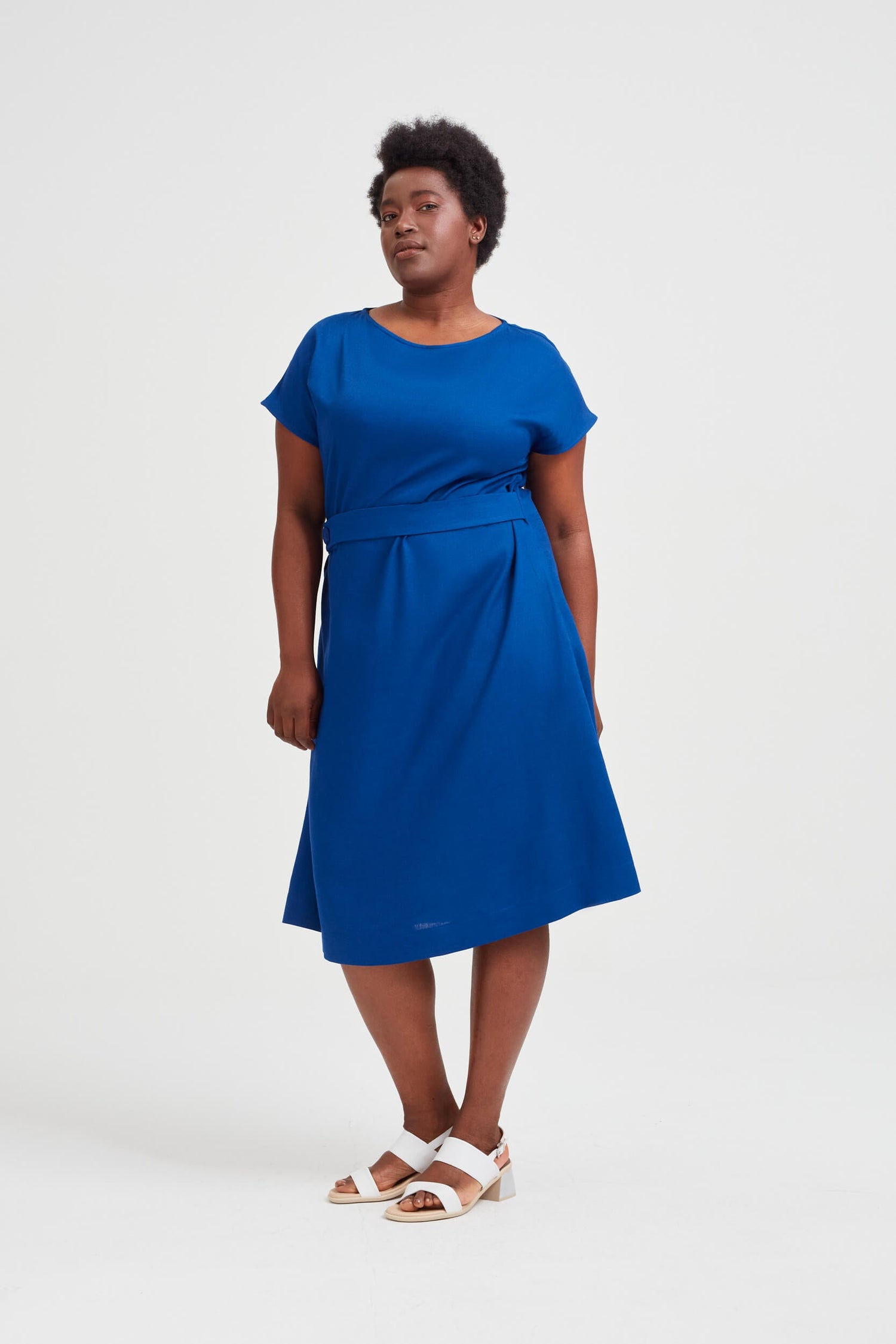 Sati Midi Dress With Boat Neck Ocean Blue