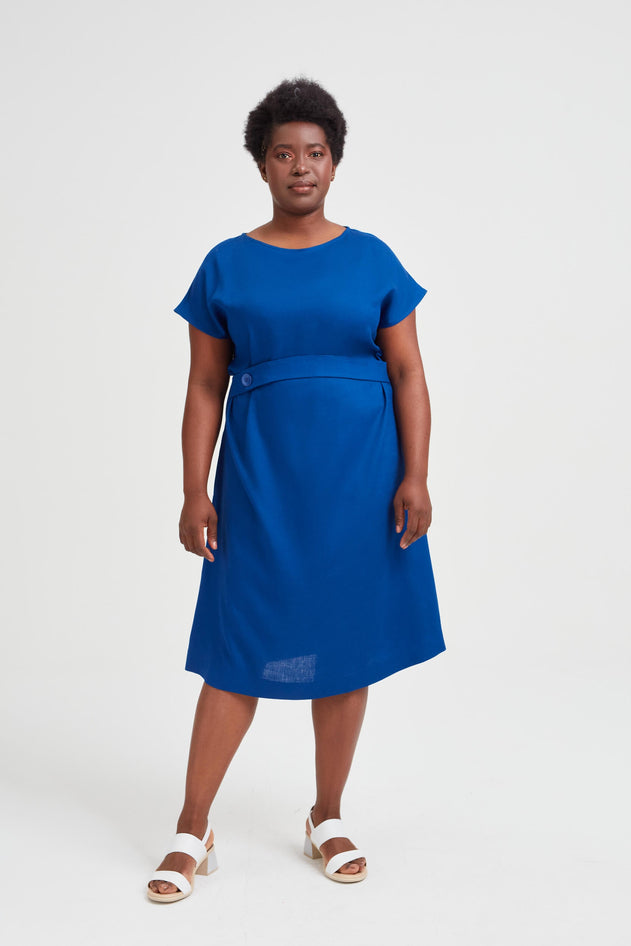 Sati Midi Dress With Boat Neck Ocean Blue