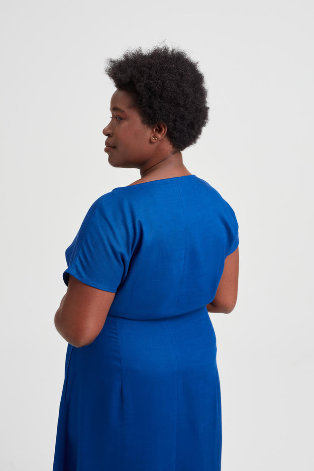 Sati Midi Dress With Boat Neck Ocean Blue