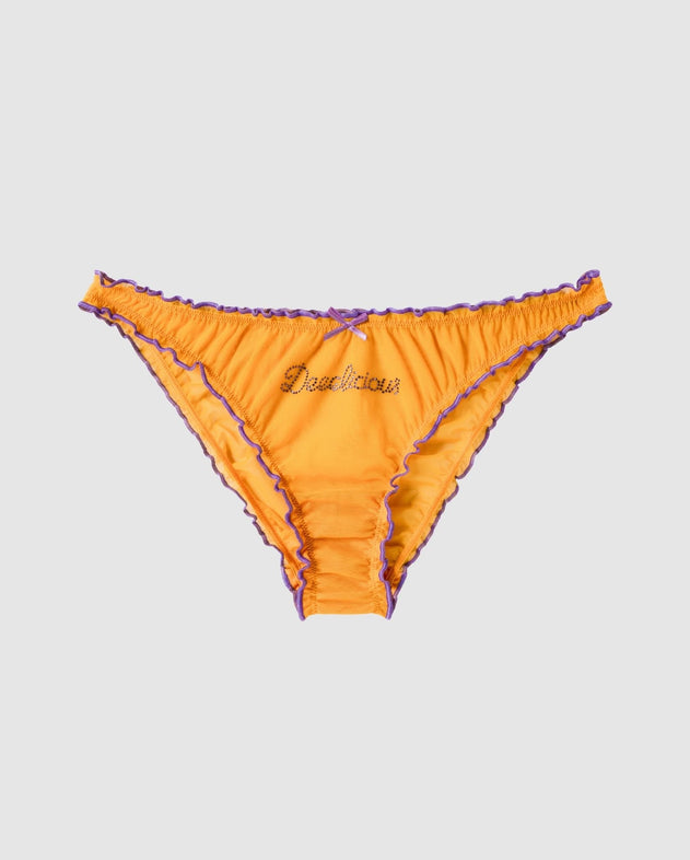 Mesh Ruffle Bikini Briefs Mustard / Electric Lilac