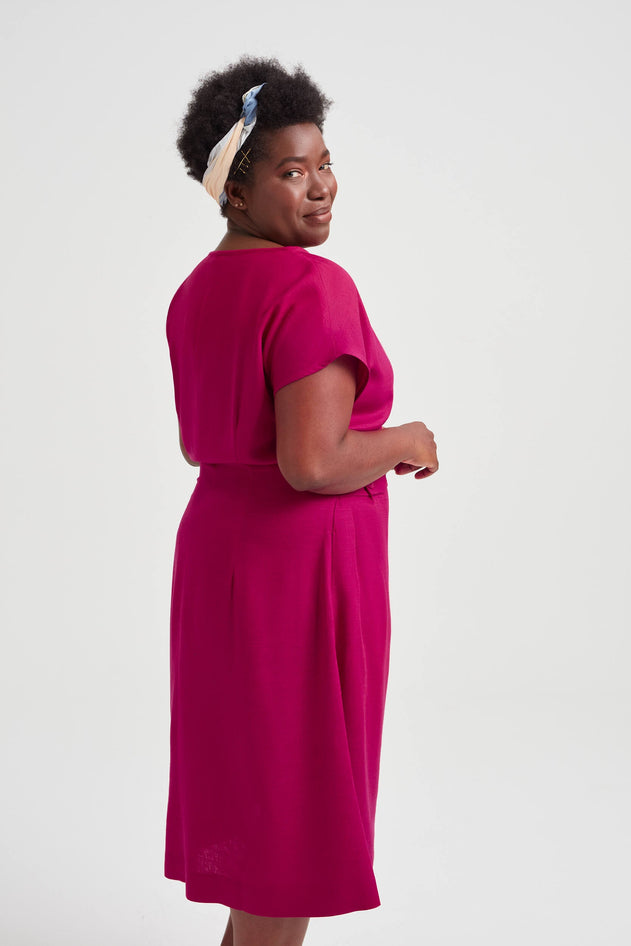 Sati Midi Dress With Boat Neck Cherry Red