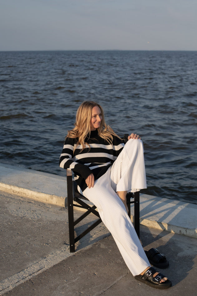 Marina Merino Jumper Black Striped