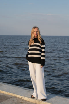 Marina Striped Merino Jumper Black