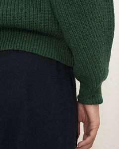 Cropped Knit Sweater Wool-Blend Green