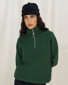 Heavy Knit Unisex Troyer Green