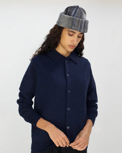 Knit Unisex Merino Wool Shirt Blue