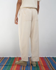 Wide Organic Cotton Unisex Cord Pant White