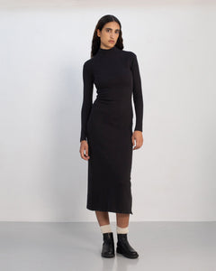 Ribbed Mock-Neck Dress True Black