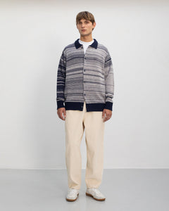 Knit Merino Wool Shirt Blue Stripe