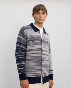 Knit Merino Wool Shirt Blue Stripe