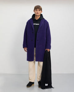 Formal Wool-Blend Coat Purple