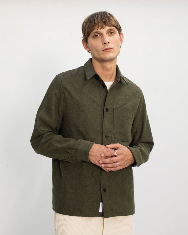 Casual Flannel Shirt Moss Green