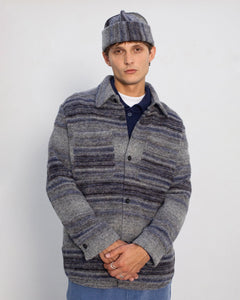 Thick Overshirt Wool-Blend Grey Stripe