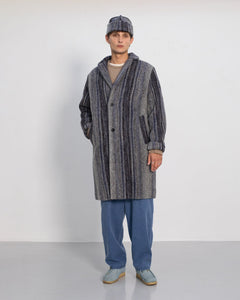 Formal Wool-Blend Coat Grey Stripe