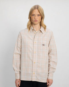 Casual Unisex Organic Cotton Shirt Off-White Check