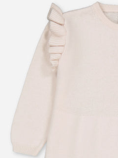 Baby's Ruffled Cashmere Dress Ivory