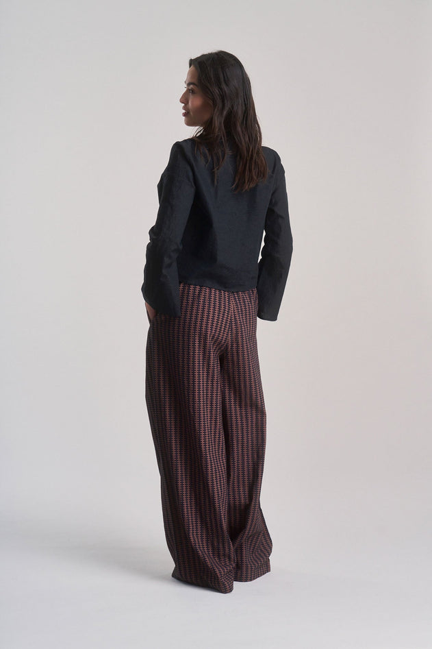 Beach Organic Cotton Print Trousers Brown Stripe