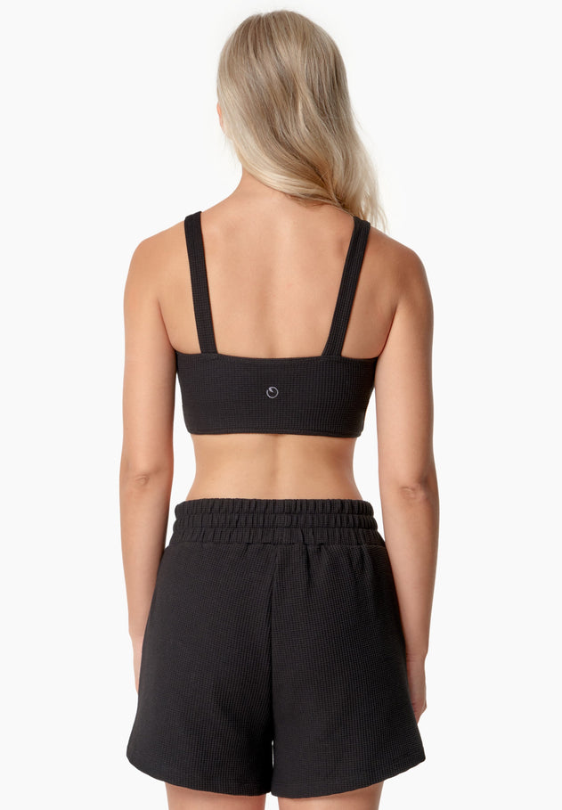 Bella Wafel Croptop Zwart